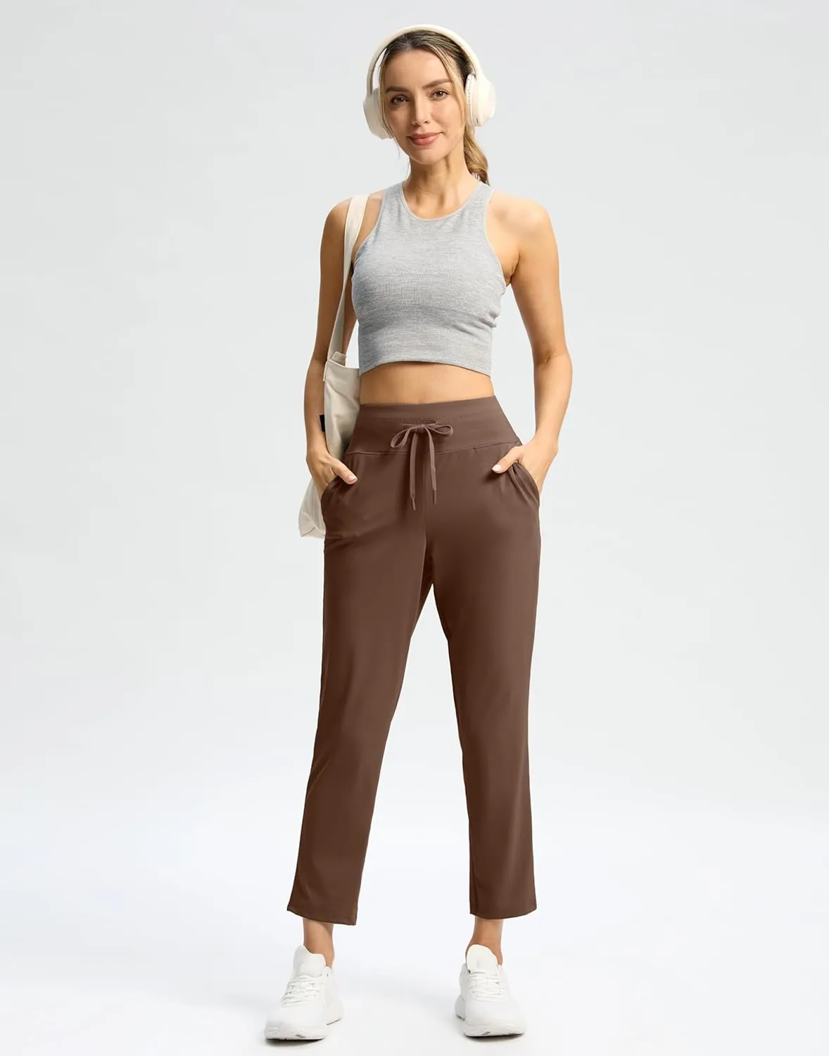 G Gradual Women's Pants High Waisted Ankle Pants 2 Pockets 7/8 Sweatpants for Golf Athletic Travel Casual Lounge