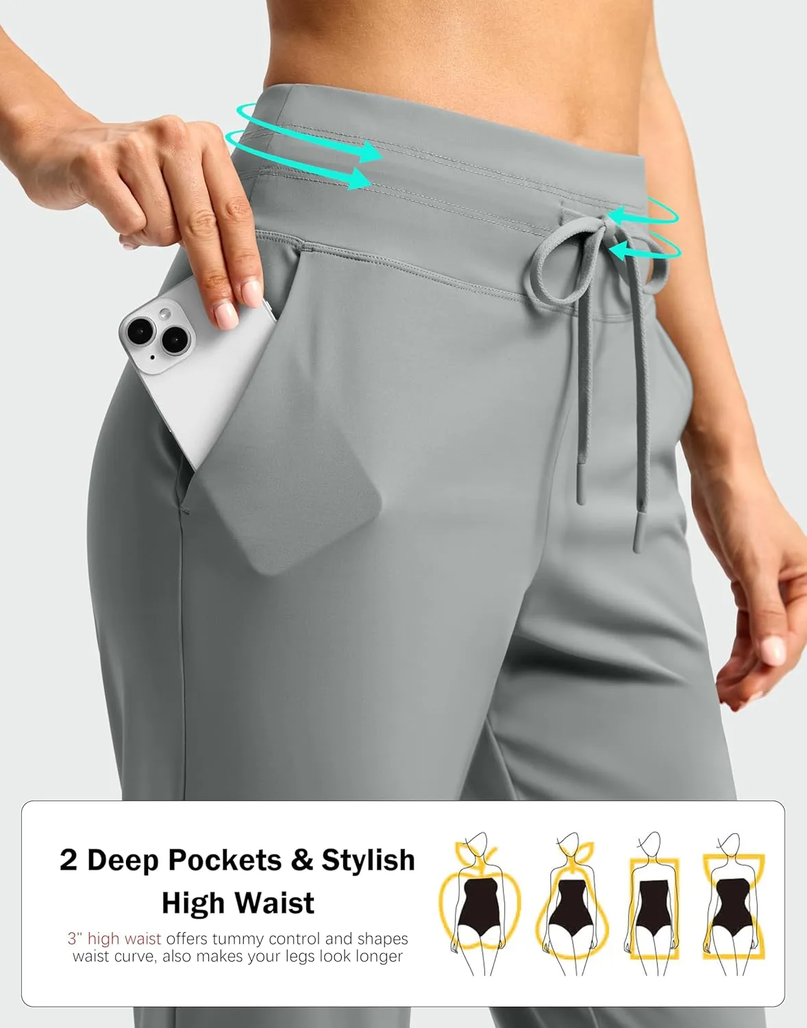 G Gradual Women's Pants High Waisted Ankle Pants 2 Pockets 7/8 Sweatpants for Golf Athletic Travel Casual Lounge