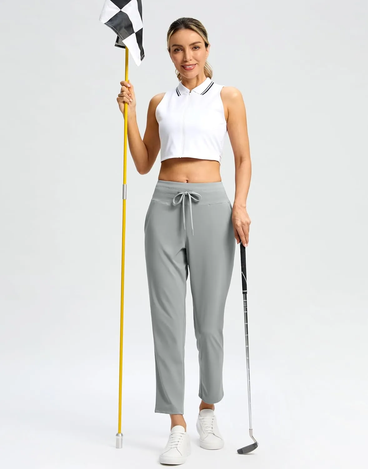 G Gradual Women's Pants High Waisted Ankle Pants 2 Pockets 7/8 Sweatpants for Golf Athletic Travel Casual Lounge