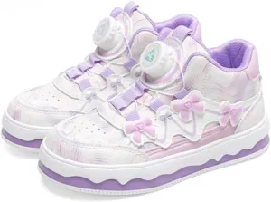 Geerta Cute Bow Shoes の Girls High Top Chunky Sneaker Pretty Pastel Y2K Aesthetic Lolita Platform Thick Sole Japanese Kawaii Retro Gothic Vintage White Doll Shoes for Kids Women