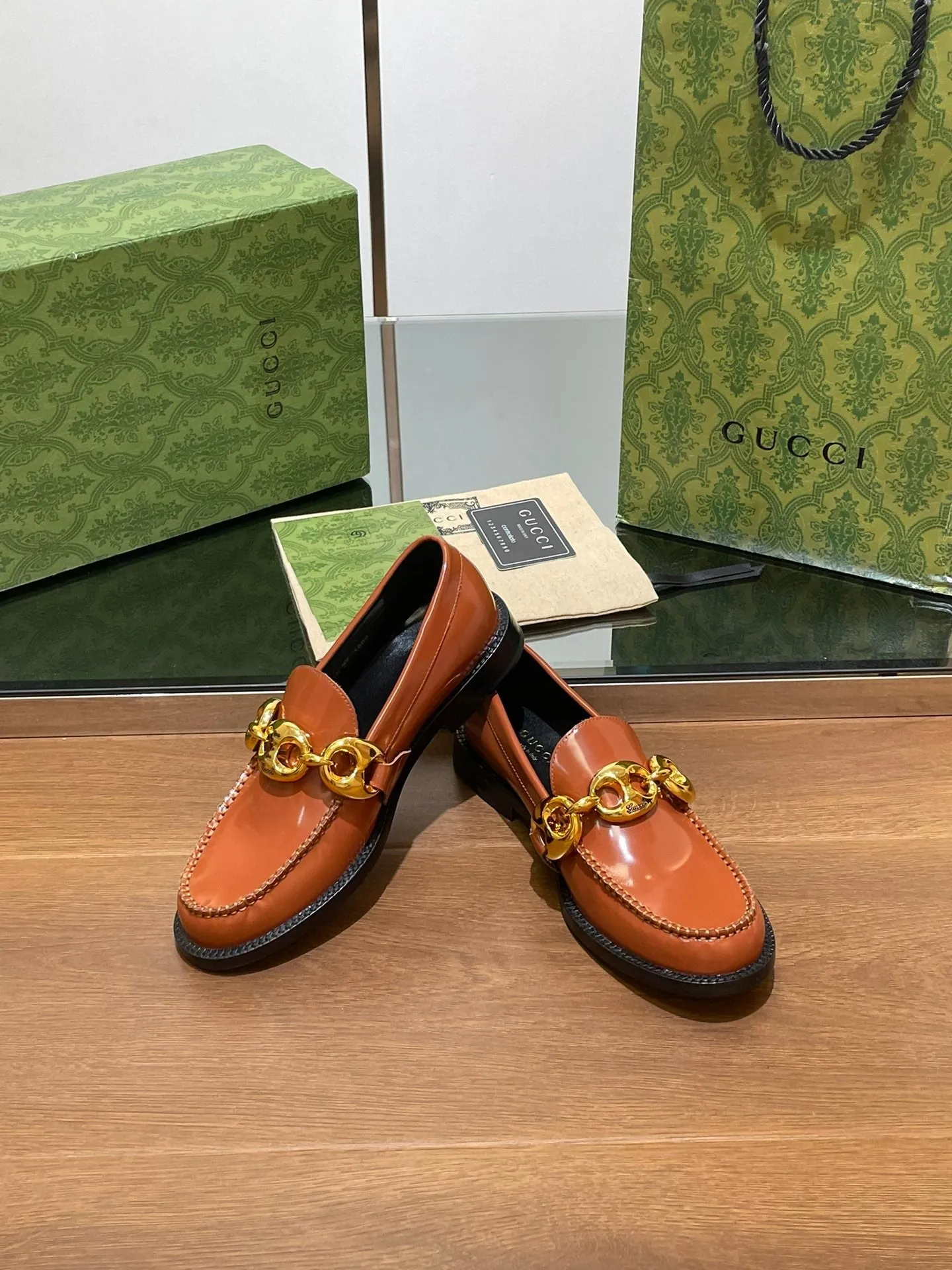 GG LOAFER SHOES IN BRONZE BROWN CALFSKIN