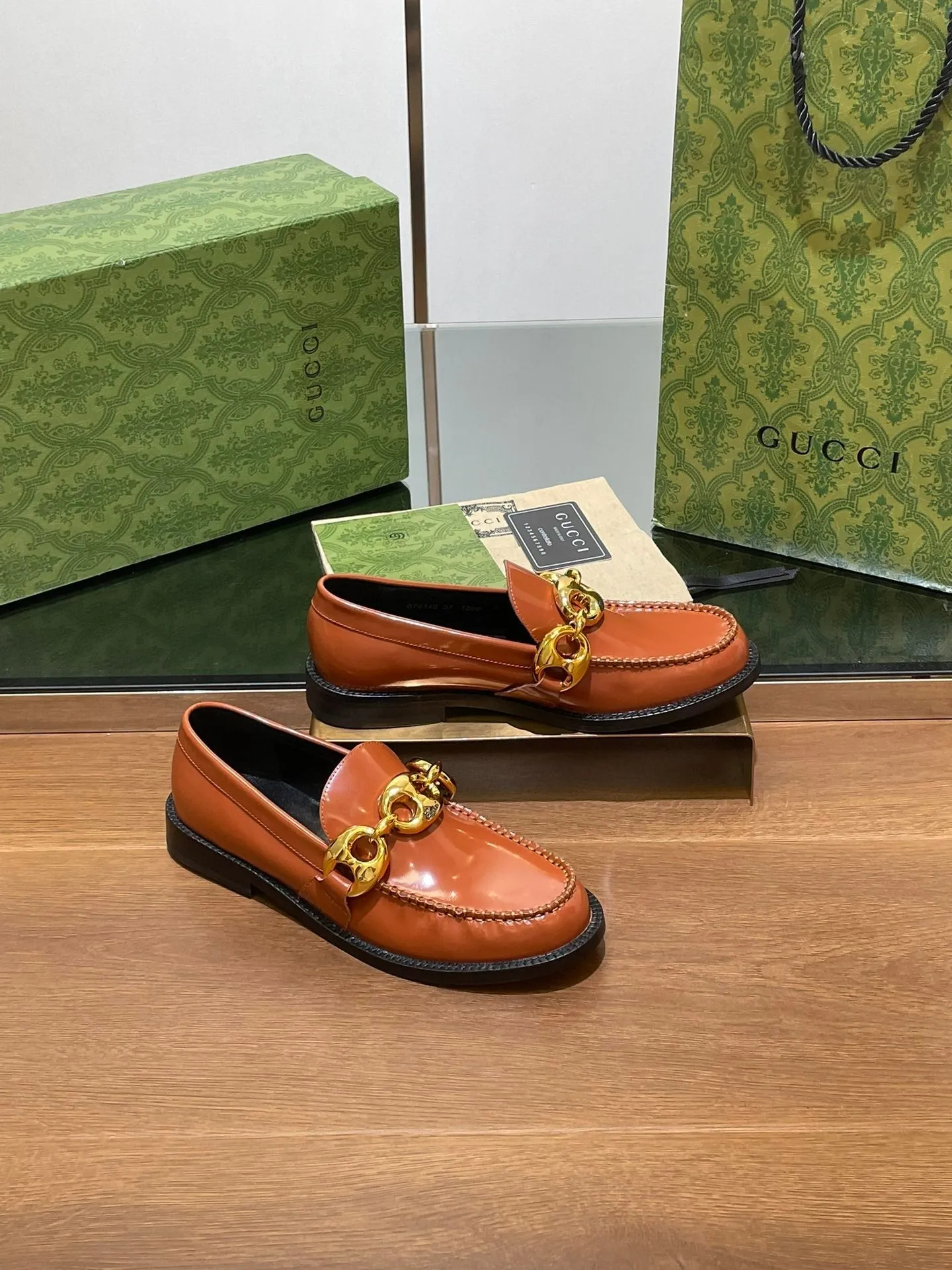 GG LOAFER SHOES IN BRONZE BROWN CALFSKIN
