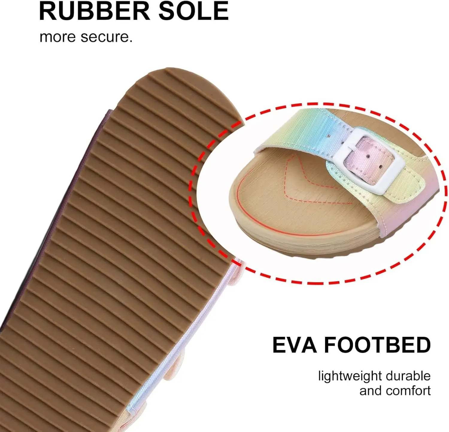 Girls Boys Sandal Adjustable Double Buckle Casual Flat Open Toe Lightweight Summer Shoes Hook Loop Sandal for Toddler Little Big Kid