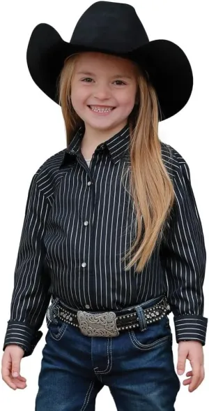 Girl's Metallic Stripe Snap Shirt Black XS
