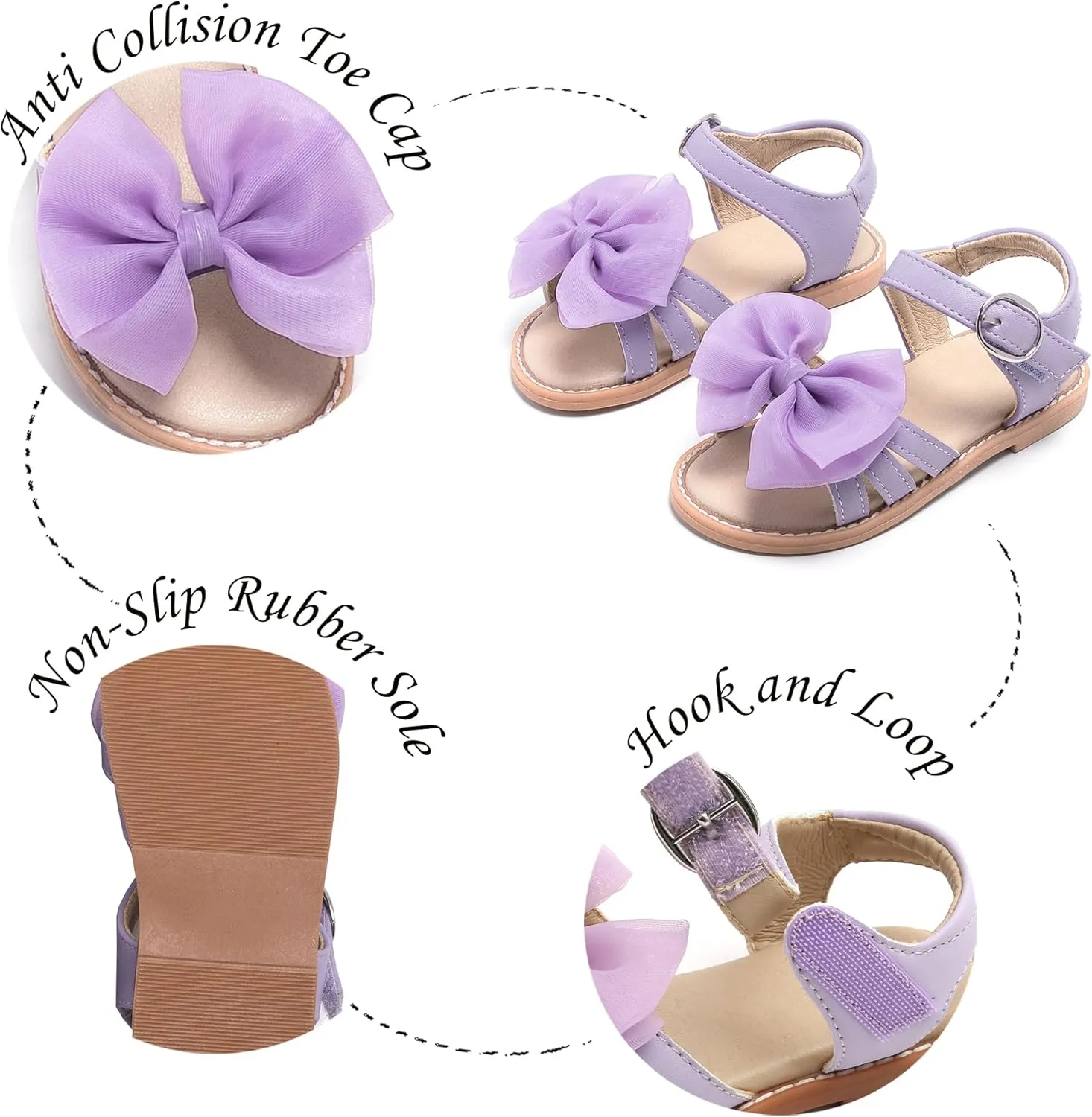 Girls Sandals 3-12 Years | Dressy & Play Shoes | Leather-Like for Outdoor School