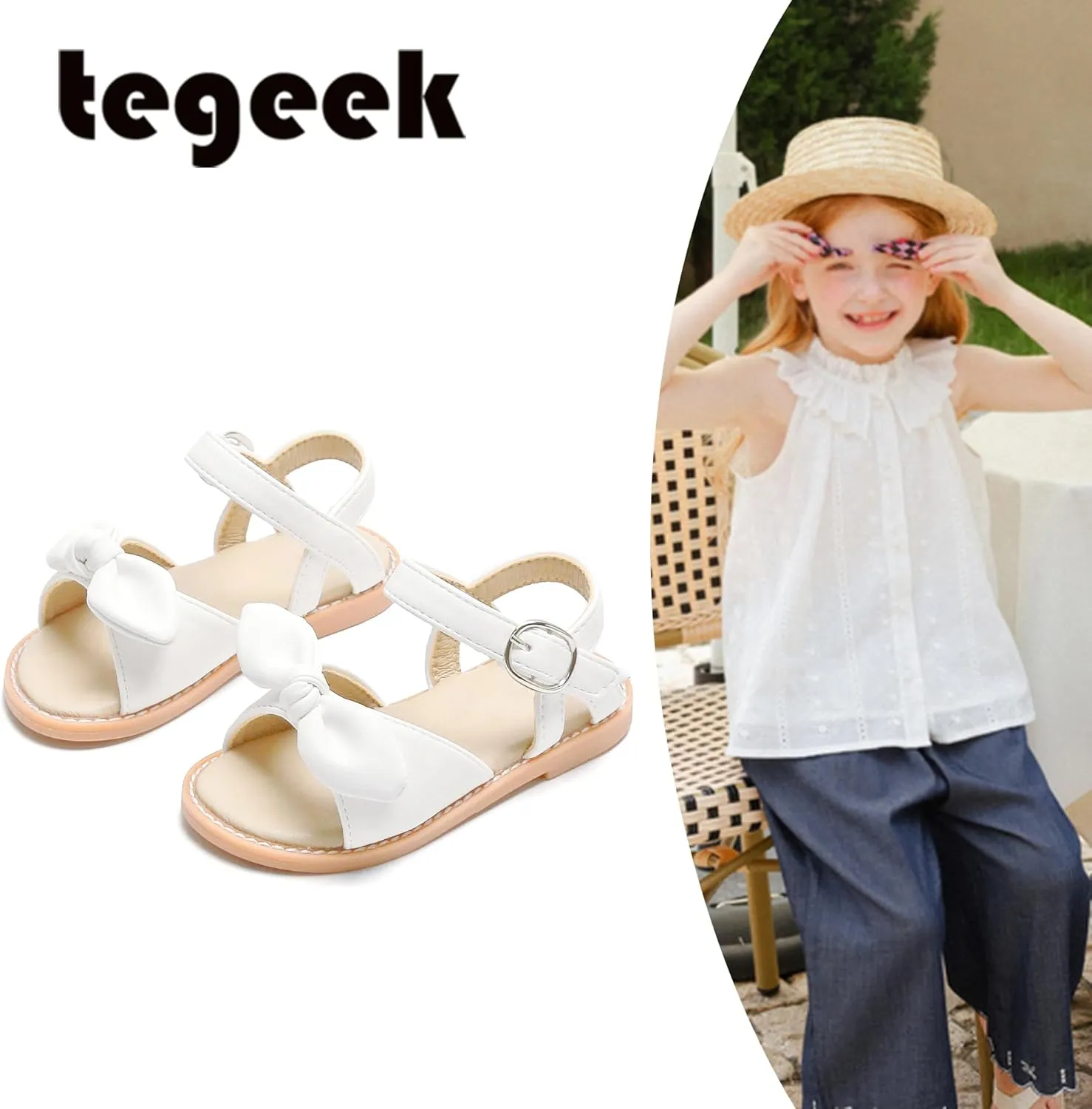 Girls Sandals 3-12 Years | Dressy & Play Shoes | Leather-Like for Outdoor School