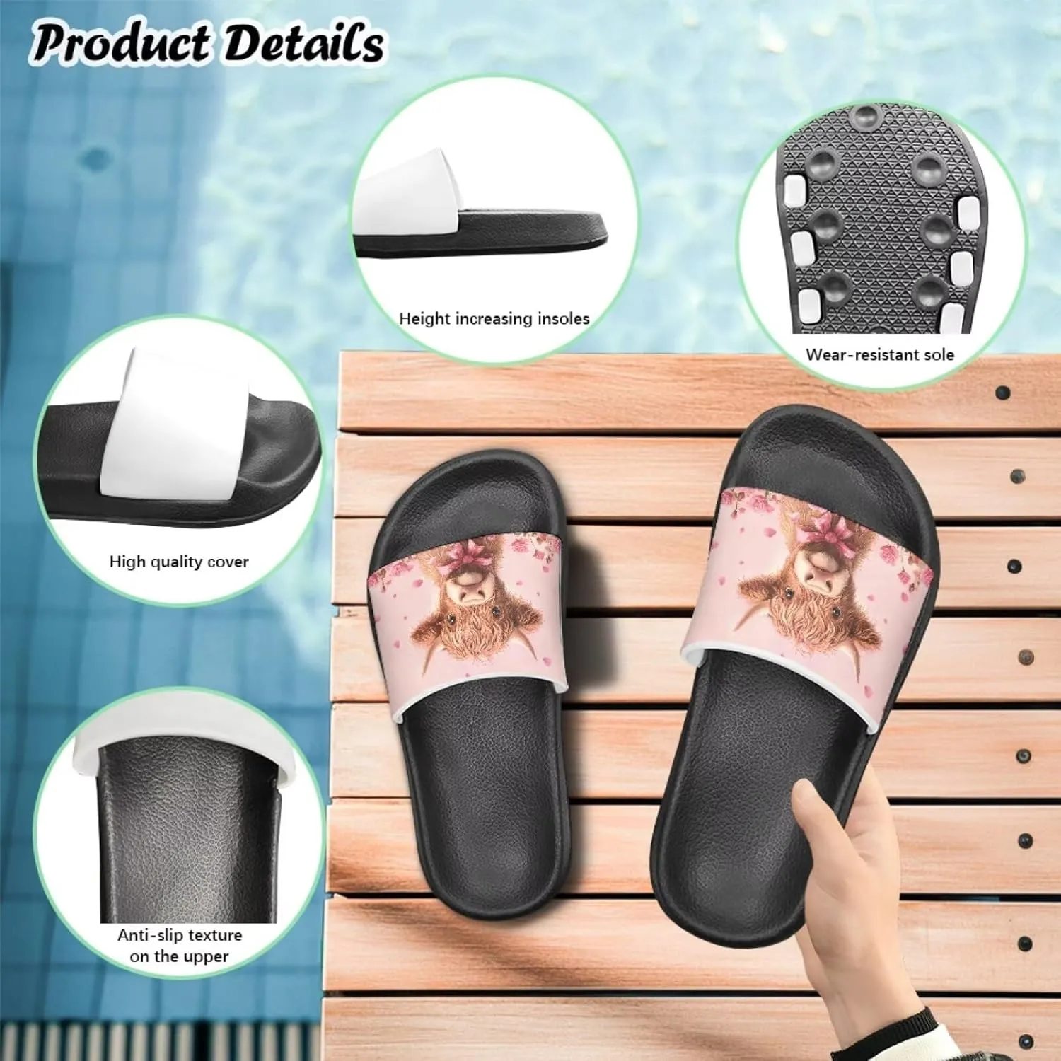 Girls Slides Kids Summer House Shoes for Boys Beach Pool Sporty Slides Shower Non Slip Swimming Gifts