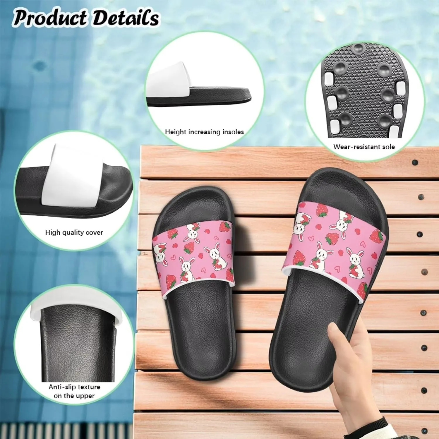 Girls Slides Kids Summer House Shoes for Boys Beach Pool Sporty Slides Shower Non Slip Swimming Gifts