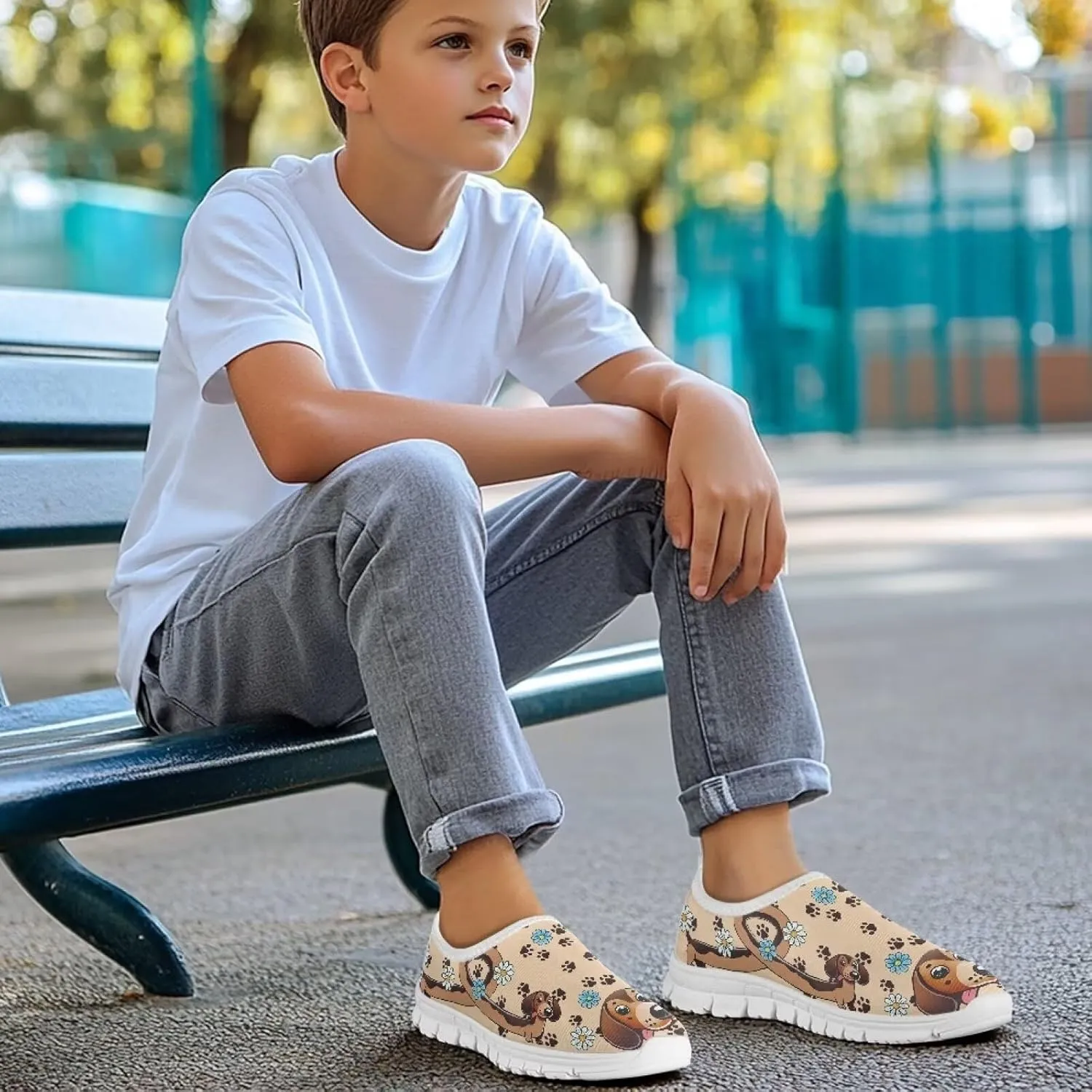 Girls'Running Shoes,Boys'Slip On Flats Lightweight Sports Shoes,Comfortable Elastic Shoes for Playing Walking