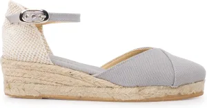 Girona Authentic Spanish Espadrille Wedge Sandals for Women - Sustainable, Eco Friendly, Vegan Shoes. Classic Style, Organic Cotton Canvas Upper, Comfy Insole, Jute Midsole, Rubber Sole. Made in Spain