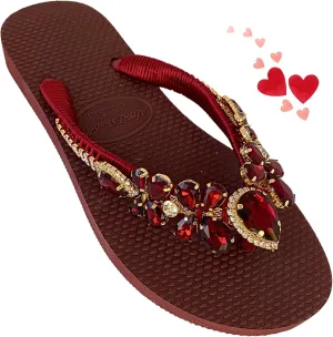 Glam Rhinestones Flip Flops For Women