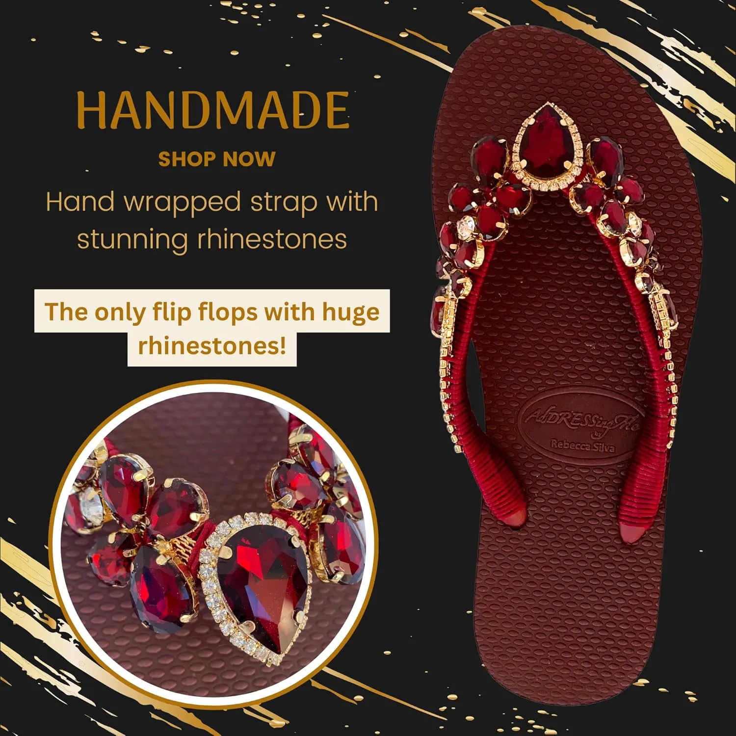 Glam Rhinestones Flip Flops For Women