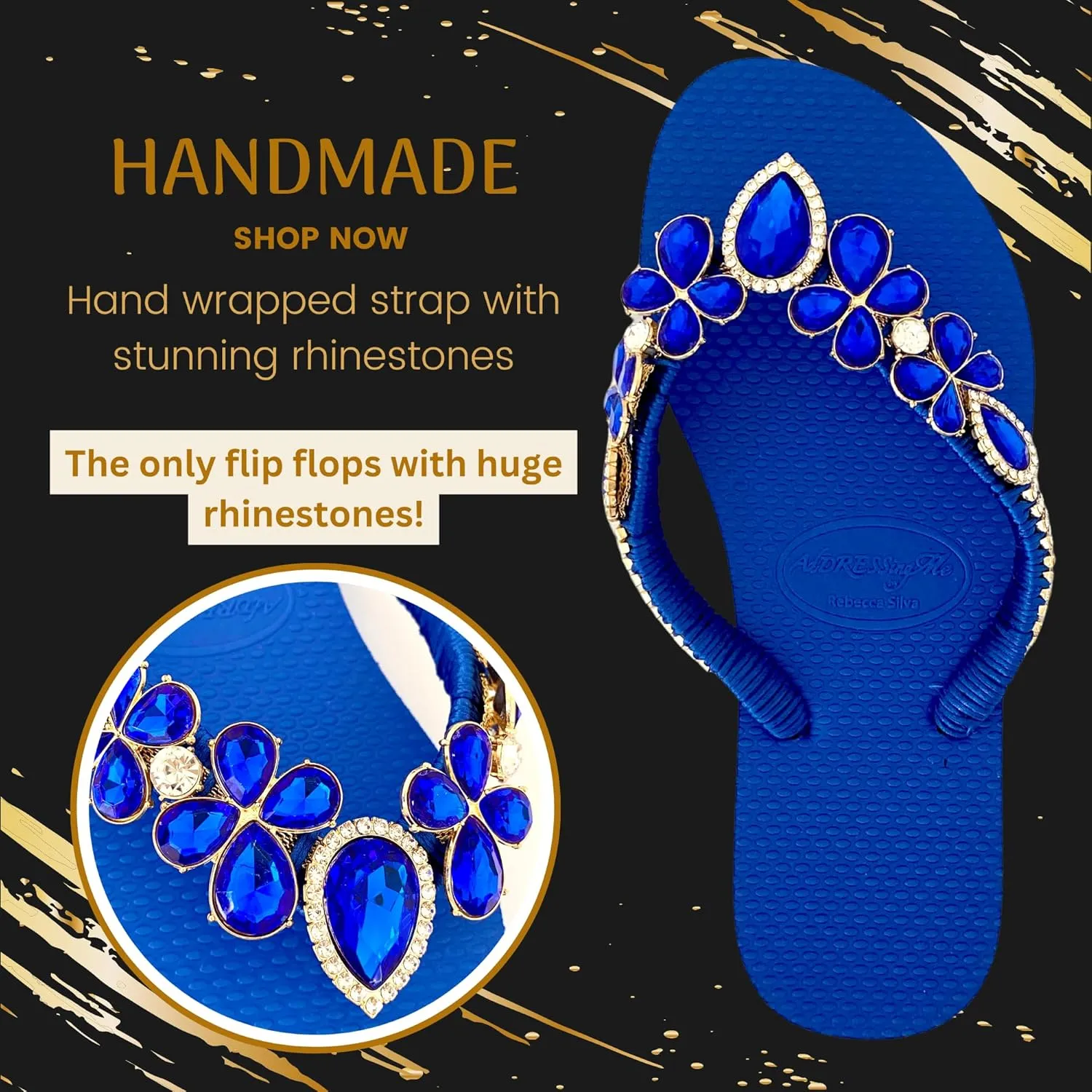 Glam Rhinestones Flip Flops For Women