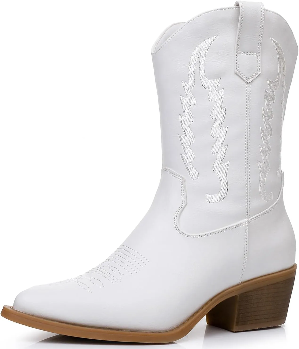GLOBALWIN Women's Cowgirl Boots Mid Calf Western Cowboy Boots For Women Comfortable Low Heel With Zipper