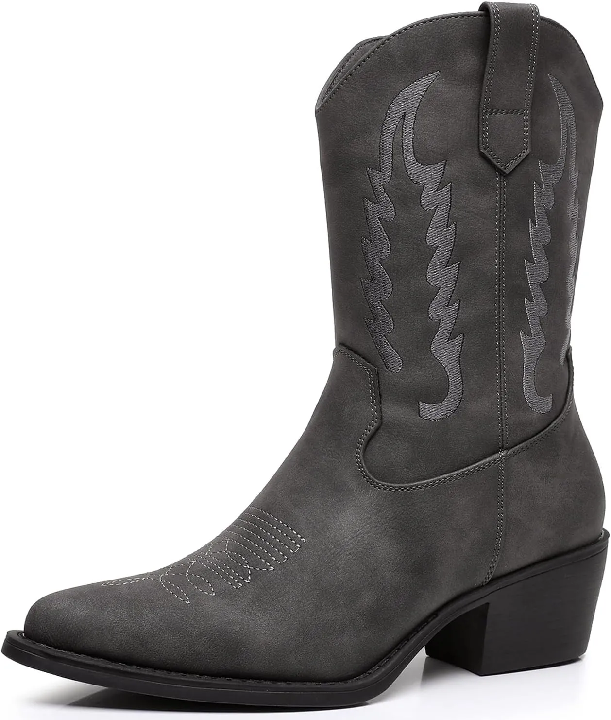 GLOBALWIN Women's Cowgirl Boots Mid Calf Western Cowboy Boots For Women Comfortable Low Heel With Zipper