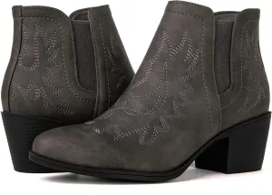 GLOBALWIN Women's Pull On Ankle Boots The Western Cowboy Cowgirl Boots