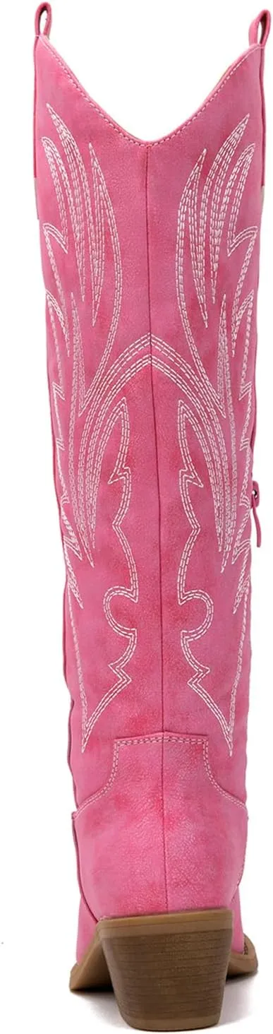 GLOBALWIN Women's The Western Cowboy Cowgirl Embroidered Knee High Boots