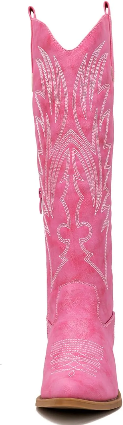 GLOBALWIN Women's The Western Cowboy Cowgirl Embroidered Knee High Boots