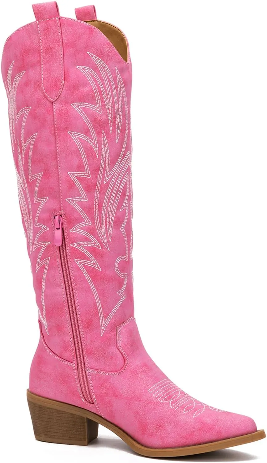 GLOBALWIN Women's The Western Cowboy Cowgirl Embroidered Knee High Boots