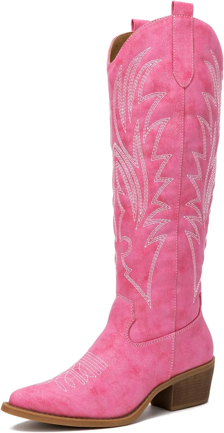 GLOBALWIN Women's The Western Cowboy Cowgirl Embroidered Knee High Boots