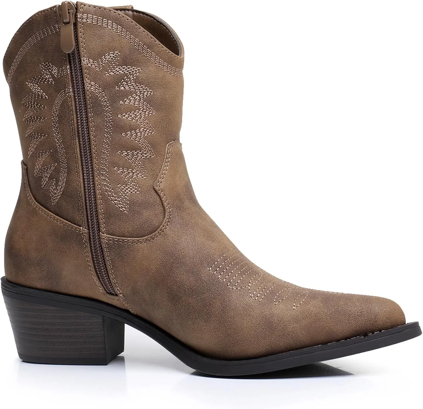GLOBALWIN Women's Western Charm Cowgirl Boots Mid Calf Comfy Cowboy Boots For Women With Pointed Toe