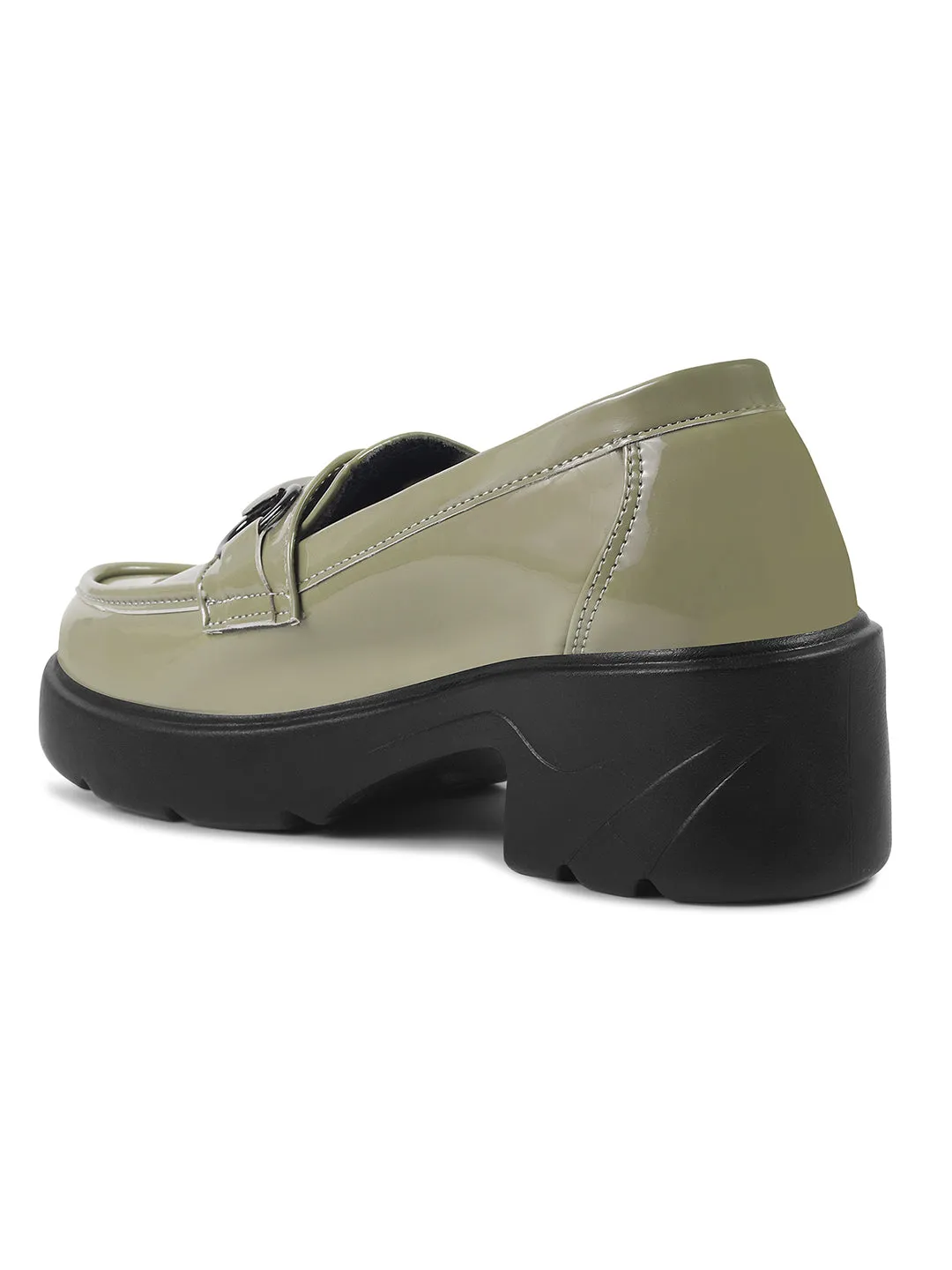 Glossy Chunky Loafers with Buckle Detail