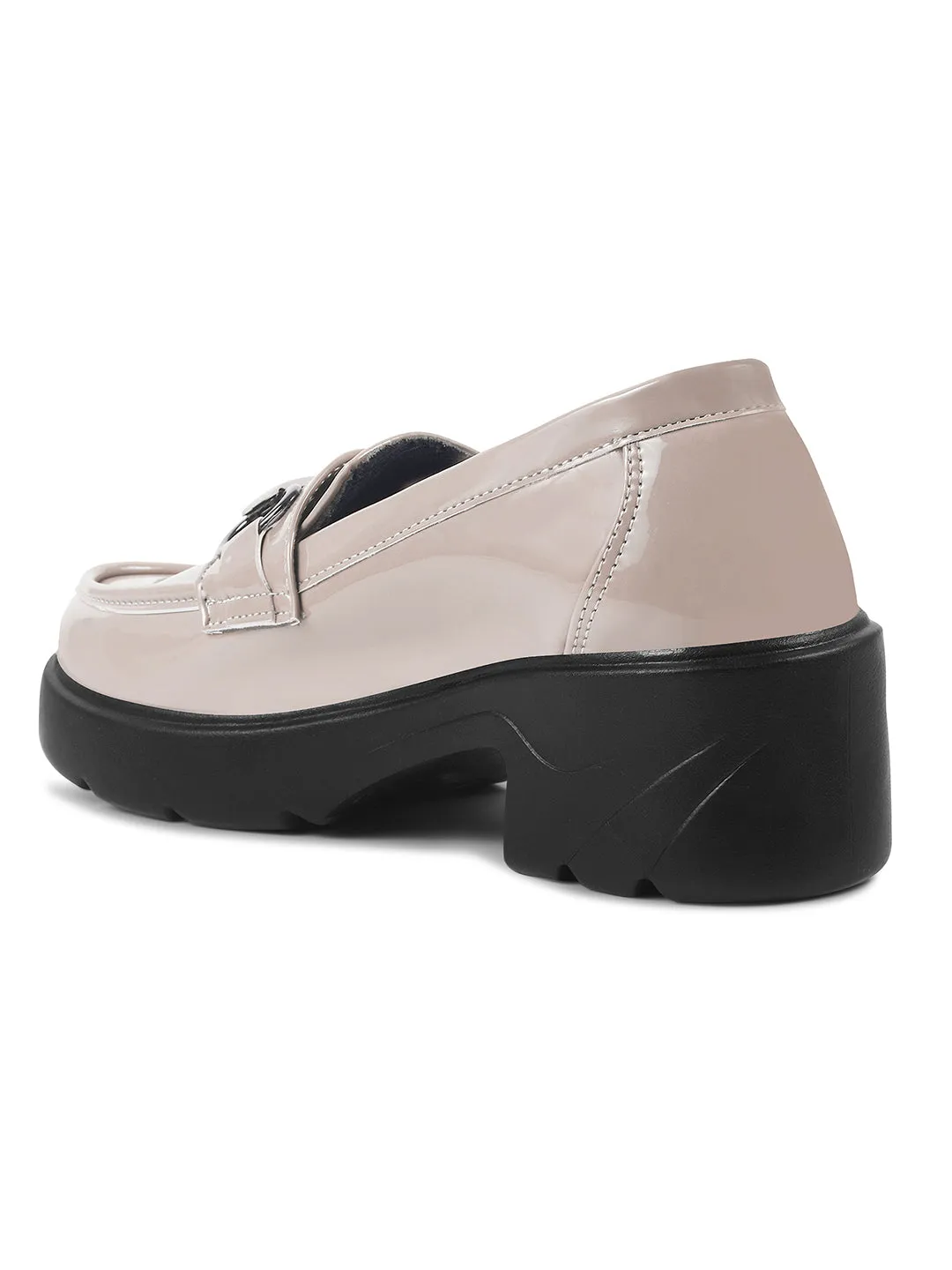 Glossy Chunky Loafers with Buckle Detail