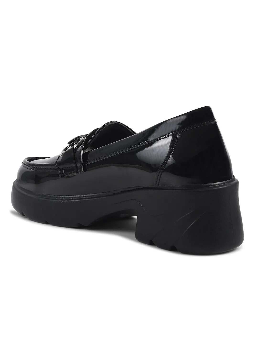 Glossy Chunky Loafers with Buckle Detail