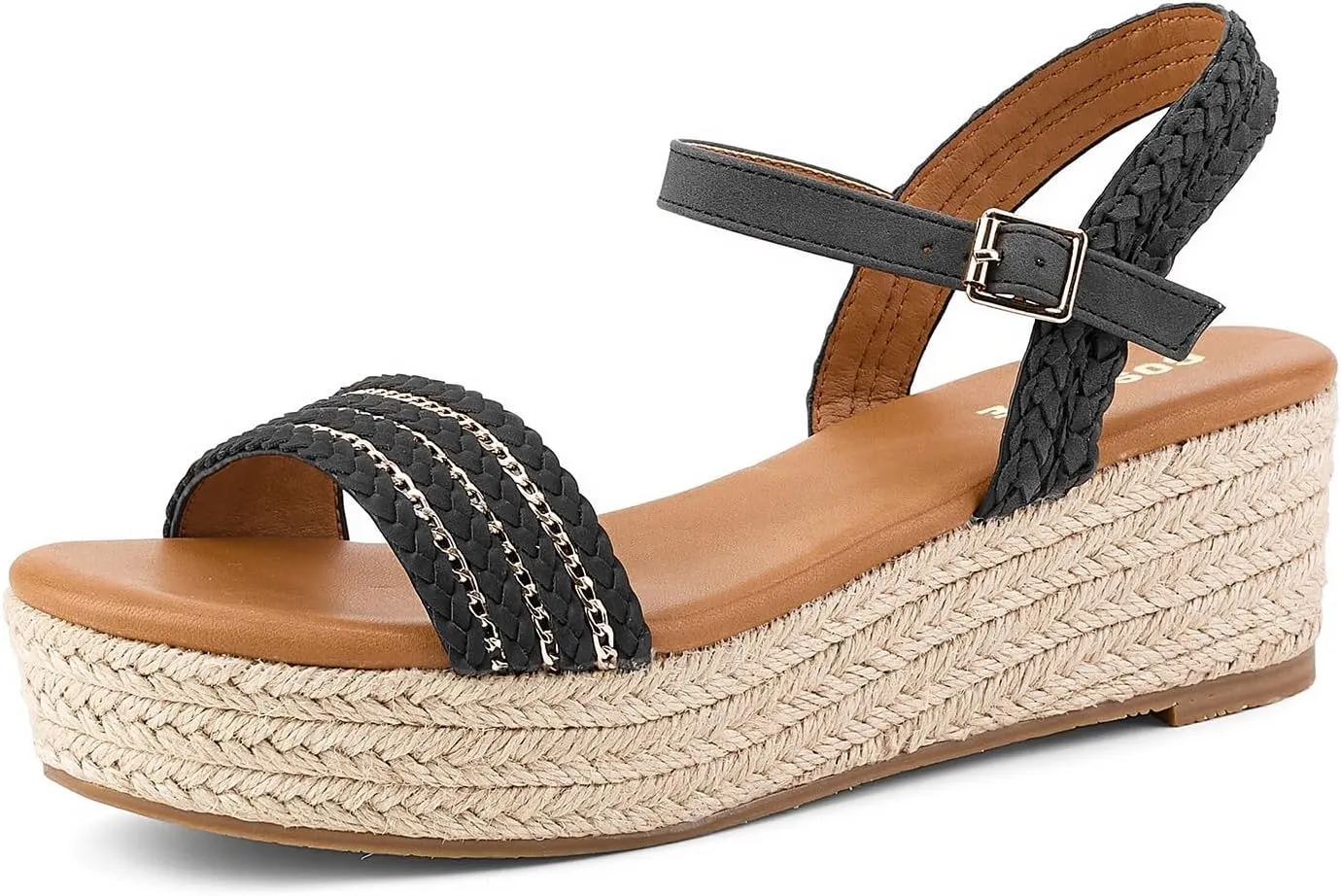 GOSERCE Wedge Sandals for Women Espadrille Platform Sandals Comfortable Lace Up Peep Open Toe for Walking Beach Casual Dressy Summer Shoes