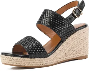 GOSERCE Wedge Sandals for Women Espadrille Platform Sandals Comfortable Lace Up Peep Open Toe for Walking Beach Casual Dressy Summer Shoes