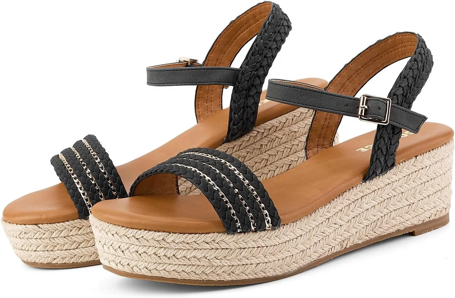 GOSERCE Wedge Sandals for Women Espadrille Platform Sandals Comfortable Lace Up Peep Open Toe for Walking Beach Casual Dressy Summer Shoes