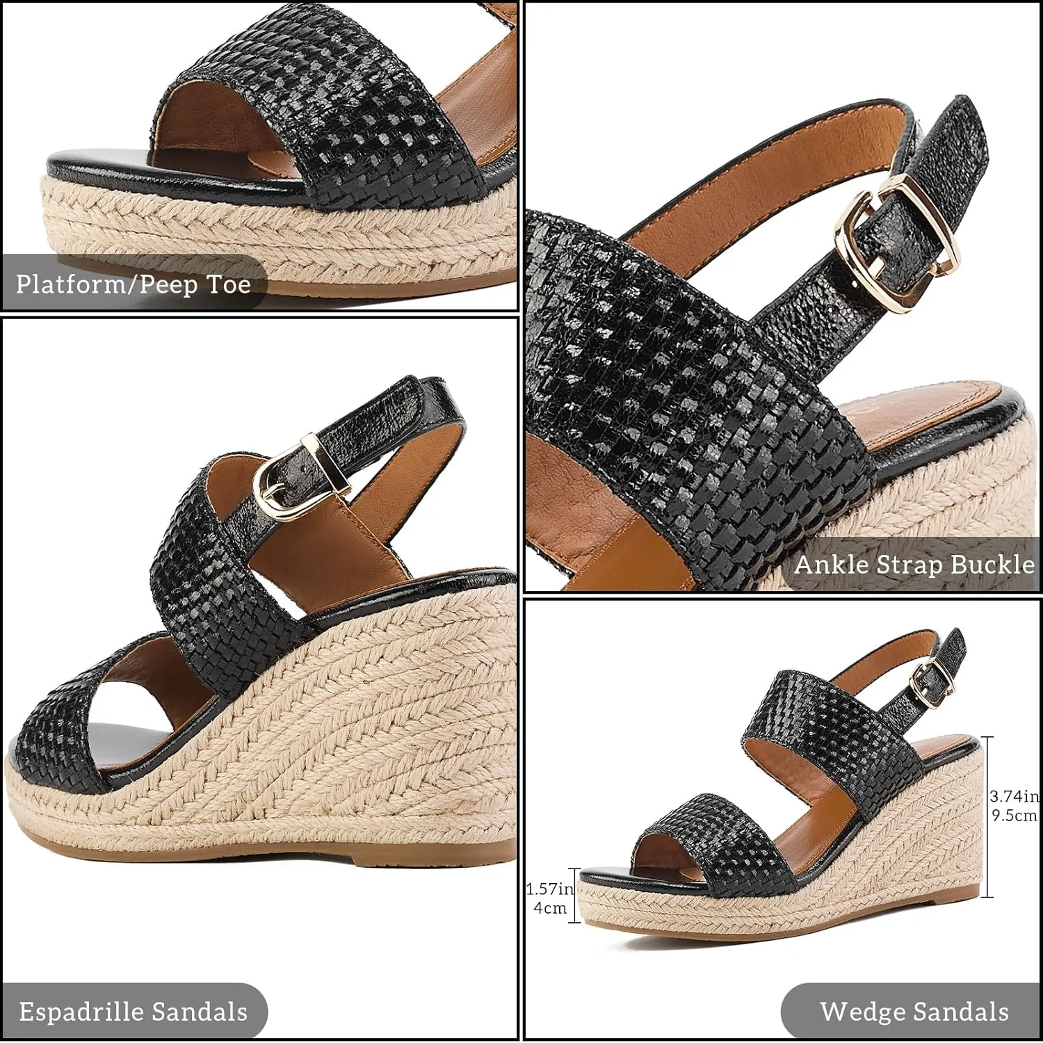 GOSERCE Wedge Sandals for Women Espadrille Platform Sandals Comfortable Lace Up Peep Open Toe for Walking Beach Casual Dressy Summer Shoes