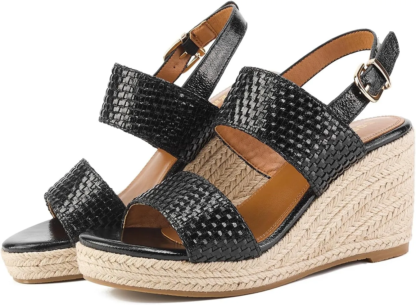 GOSERCE Wedge Sandals for Women Espadrille Platform Sandals Comfortable Lace Up Peep Open Toe for Walking Beach Casual Dressy Summer Shoes