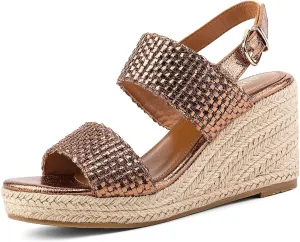 GOSERCE Wedge Sandals for Women Espadrille Platform Sandals Comfortable Lace Up Peep Open Toe for Walking Beach Casual Dressy Summer Shoes