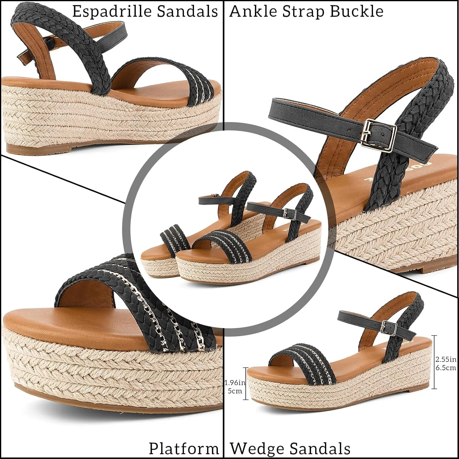 GOSERCE Wedge Sandals for Women Espadrille Platform Sandals Comfortable Lace Up Peep Open Toe for Walking Beach Casual Dressy Summer Shoes