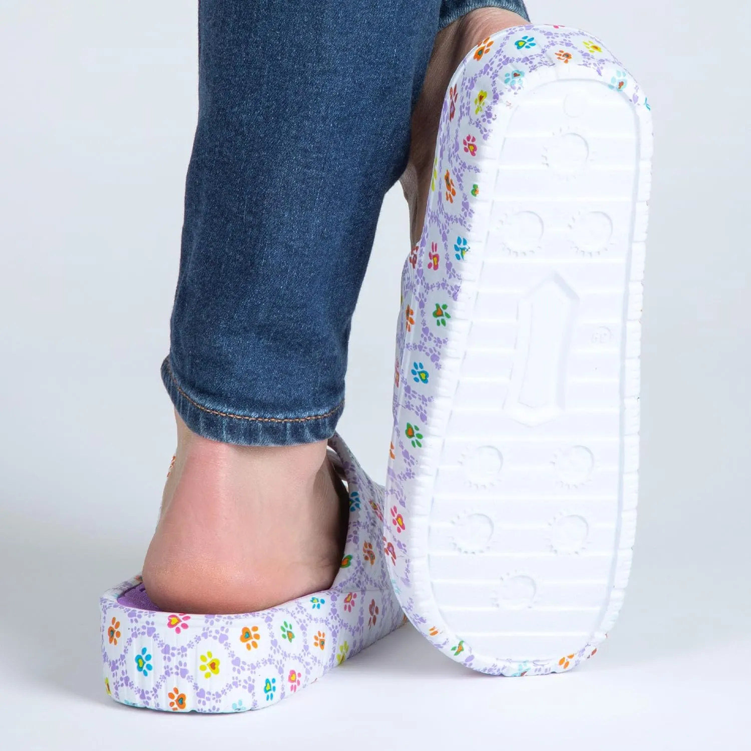 GreaterGood Celebration Criss Cross Sandals Lightweight EVA Slip On Textured Footbed Colorful Animal Print Design for Women Mom Ladies