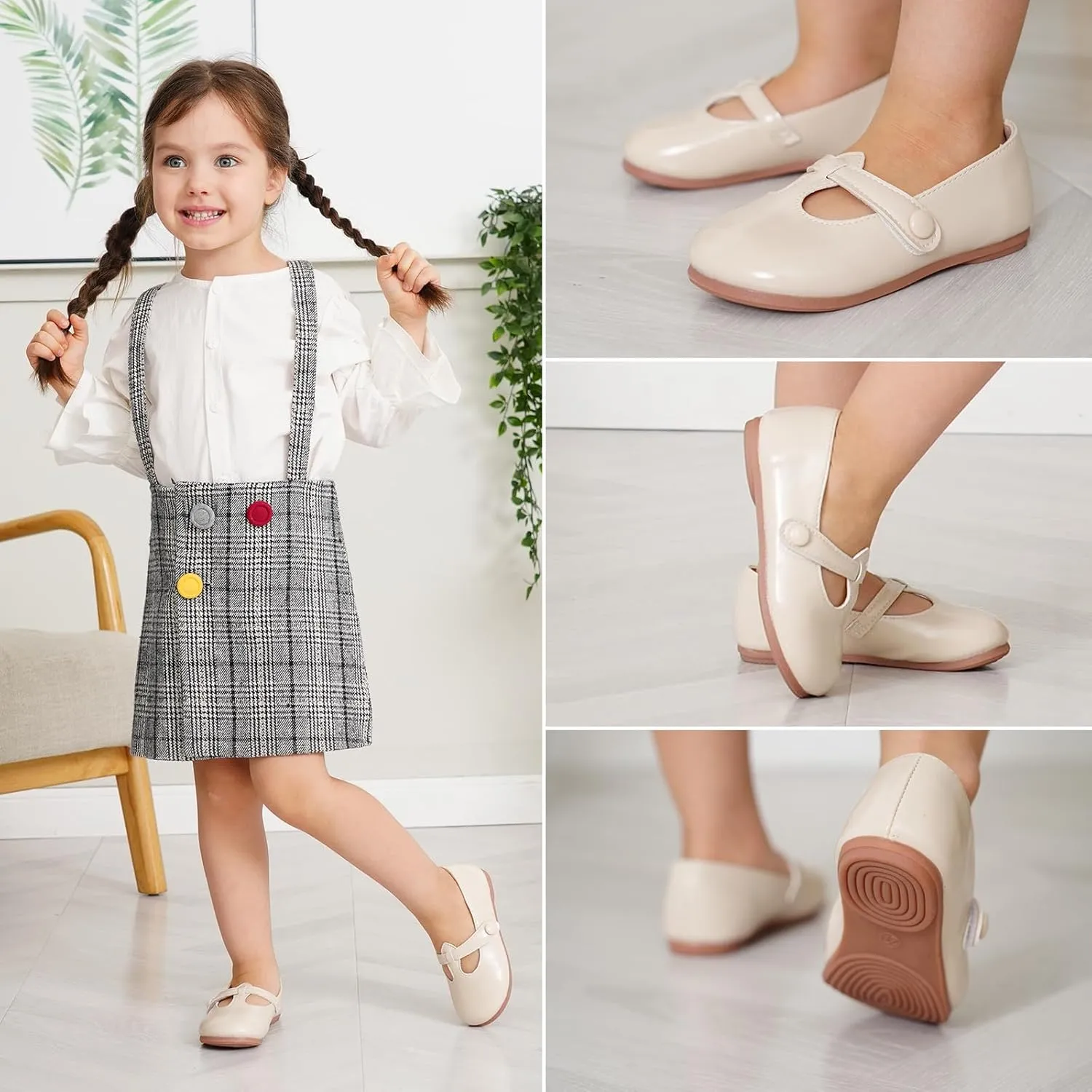 GUGUYeah Toddler Girl Mary Jane Dress Shoes,PU Leather T-Strap Princess Ballerina Flats for Wedding Party School (Toddler/Little Kid)