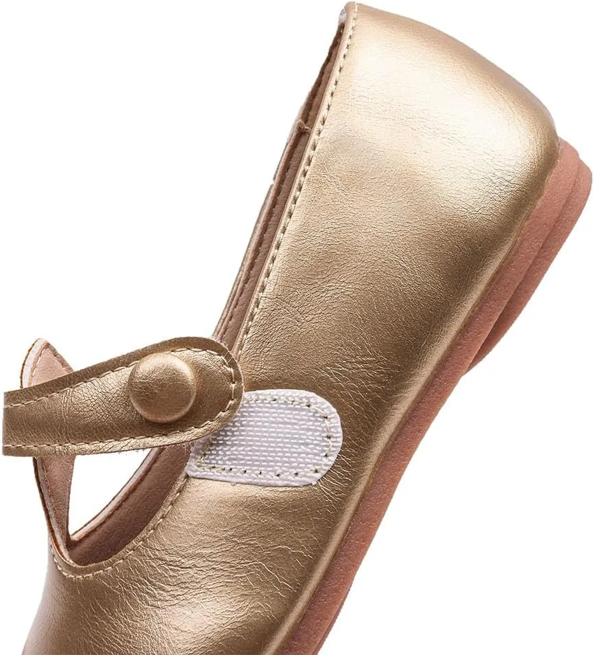 GUGUYeah Toddler Girl Mary Jane Dress Shoes,PU Leather T-Strap Princess Ballerina Flats for Wedding Party School (Toddler/Little Kid)