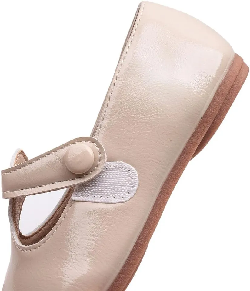 GUGUYeah Toddler Girl Mary Jane Dress Shoes,PU Leather T-Strap Princess Ballerina Flats for Wedding Party School (Toddler/Little Kid)