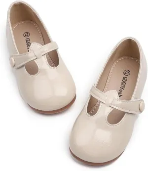 GUGUYeah Toddler Girl Mary Jane Dress Shoes,PU Leather T-Strap Princess Ballerina Flats for Wedding Party School (Toddler/Little Kid)