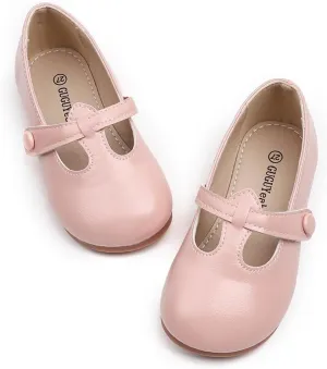 GUGUYeah Toddler Girl Mary Jane Dress Shoes,PU Leather T-Strap Princess Ballerina Flats for Wedding Party School (Toddler/Little Kid)