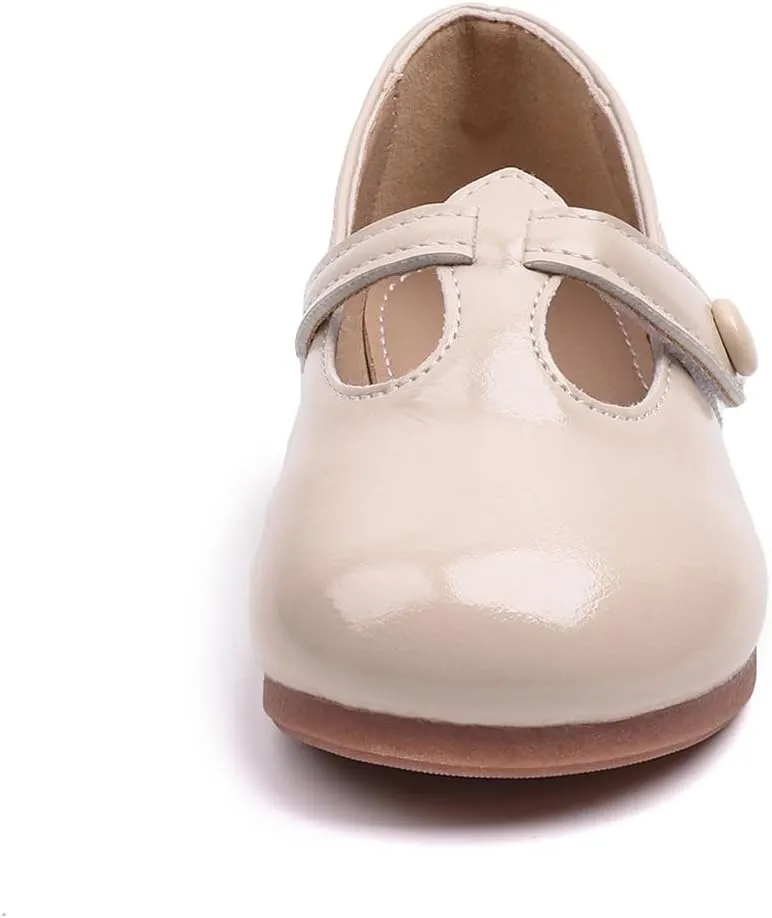 GUGUYeah Toddler Girl Mary Jane Dress Shoes,PU Leather T-Strap Princess Ballerina Flats for Wedding Party School (Toddler/Little Kid)