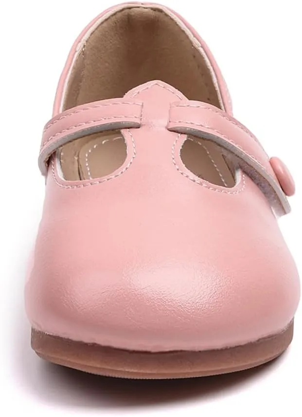 GUGUYeah Toddler Girl Mary Jane Dress Shoes,PU Leather T-Strap Princess Ballerina Flats for Wedding Party School (Toddler/Little Kid)