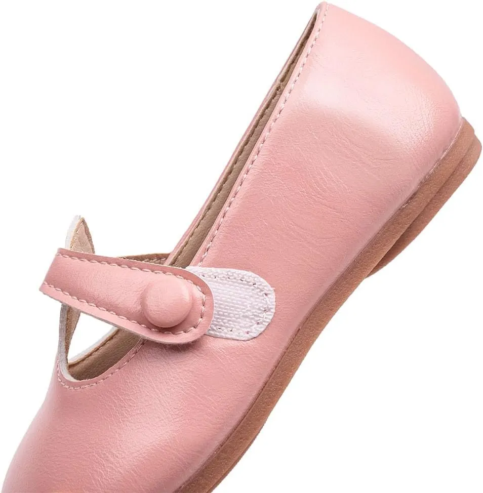 GUGUYeah Toddler Girl Mary Jane Dress Shoes,PU Leather T-Strap Princess Ballerina Flats for Wedding Party School (Toddler/Little Kid)