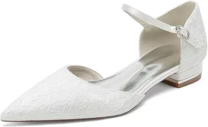 Hanfike Occasions Shoes for Women Girl Lace Pointed Toe Bridal Wedding Party Evening Pumps JY317