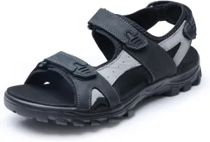 Harssidanzar Mens Leather Sport Sandals Hiking Outdoor Mens Sandals for Summer with Open Toe Adjustable Straps SM260US