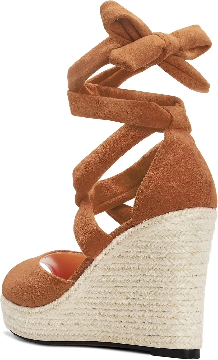 HDEUOLM Womens High Wedge Platform Heel Peep Open Toe Sandals Lace-up Prom Cute 3.9 Inches Heels