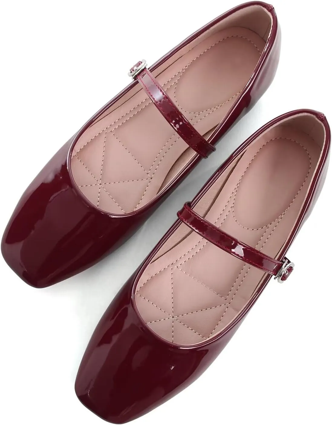 Hee grand Leather Mary Jane Shoes for Women Dressy Square Toe Ballet Flats with Strap Comfortable Walking Shoes Soft Leather Dress Shoes