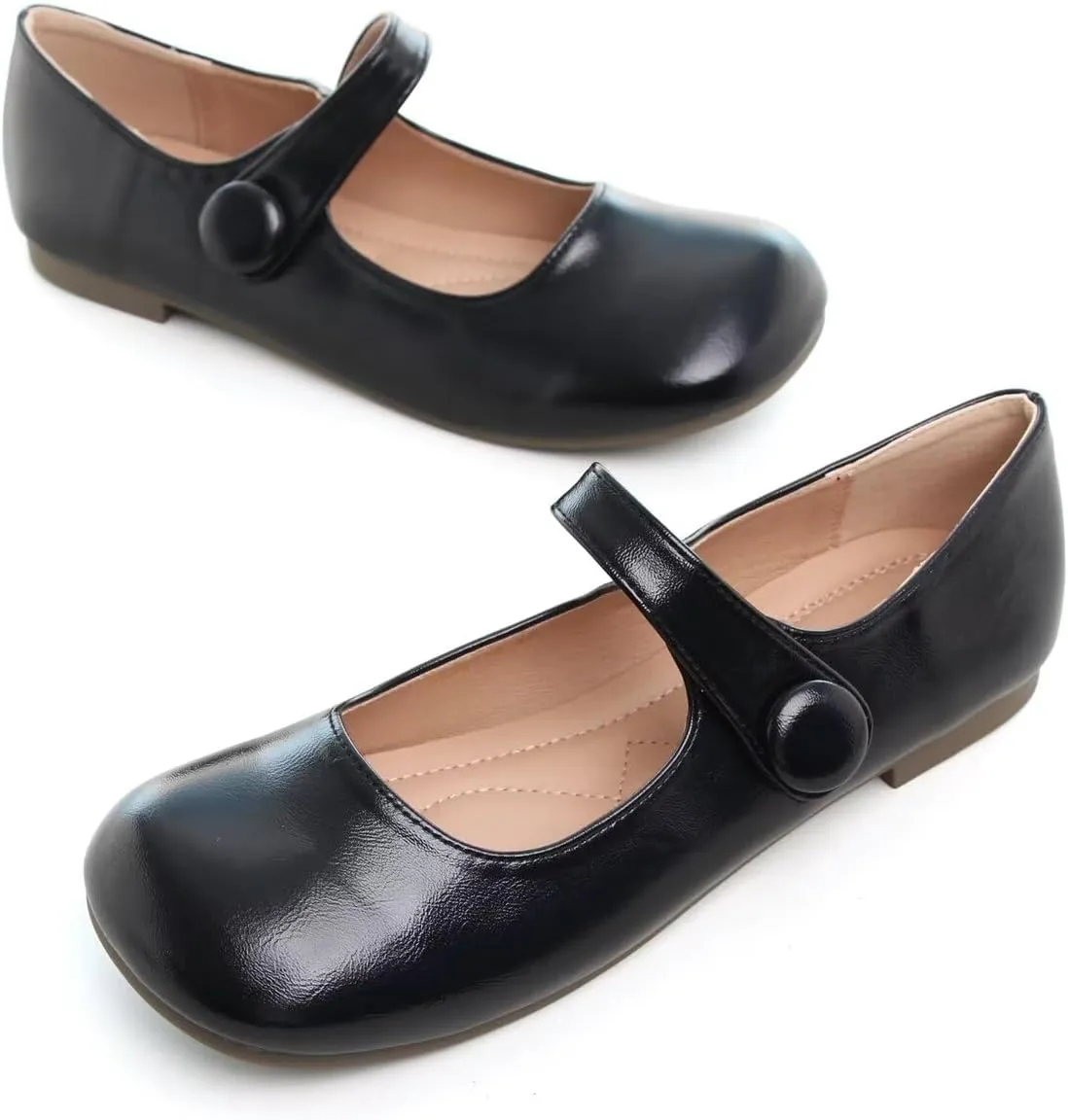Hee grand Retro Mary Jane Shoes for Women Cute Square Toe Buckle Ballet Flats Leather Dress Flats Soft Work Flats