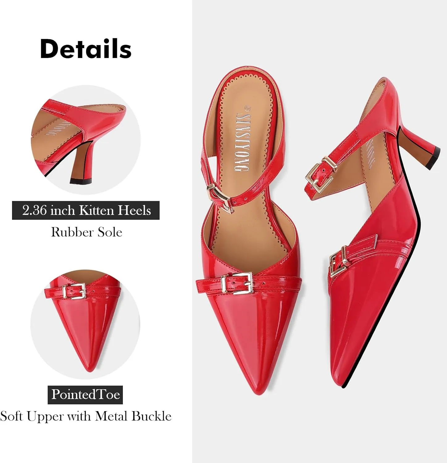 Heeled Sandals for Women Pointed Closed Toe Kitten Heels Comfortable Backless Pumps